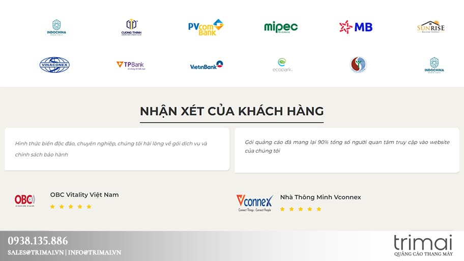 Nhận xét của khách hàng về các công ty quảng cáo thang máy